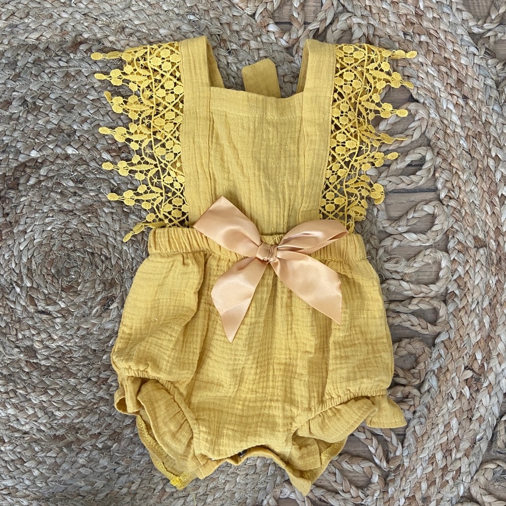 Mustard lace romper